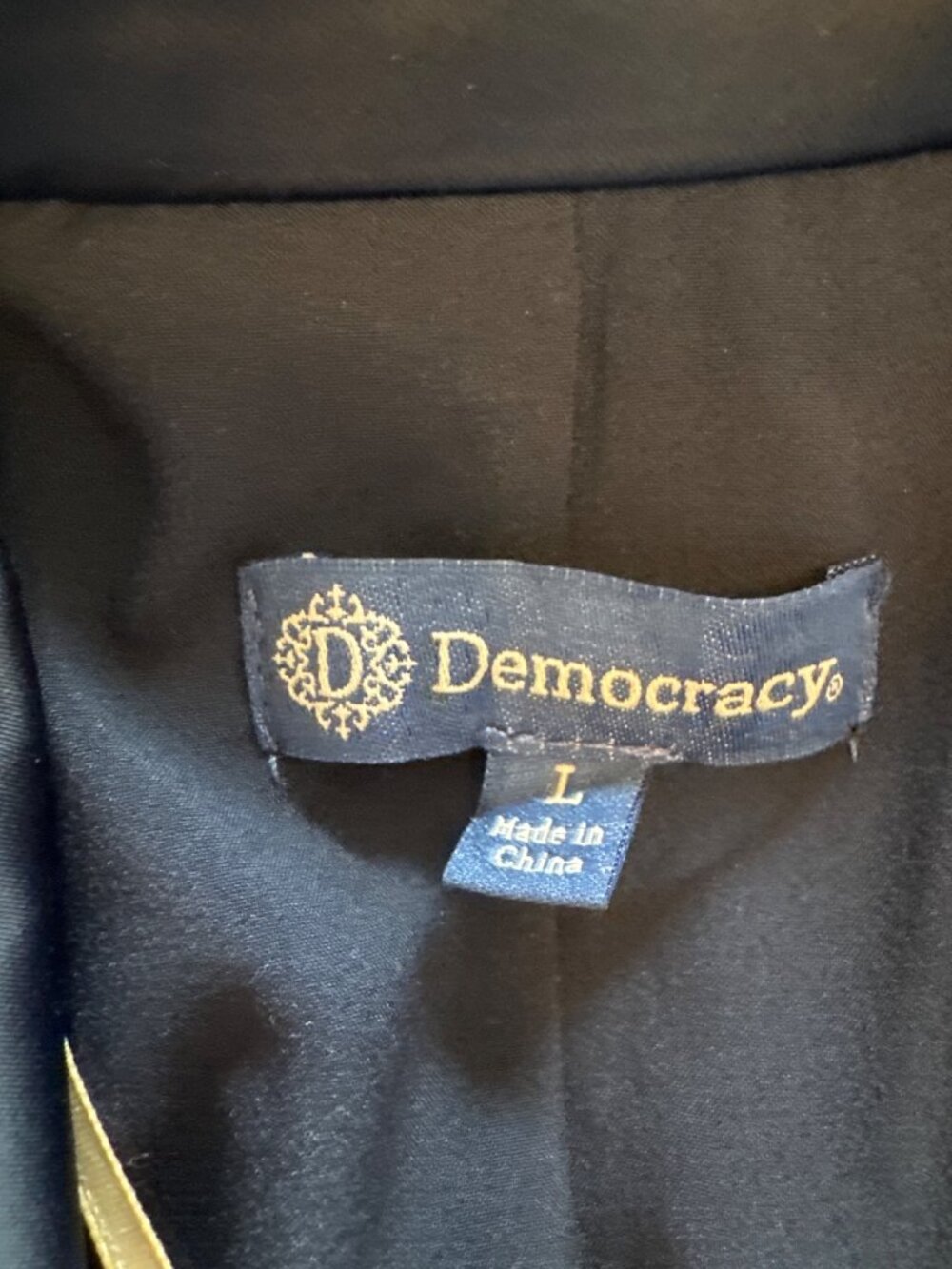 Democracy Midnight Blue Satin Blazer Jacket Size L Stretch Modern Chic Timeless - Picture 4 of 9